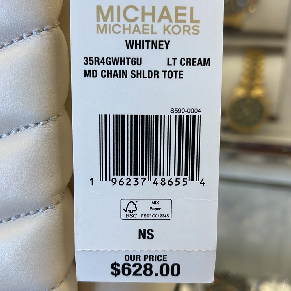 Michael Kors Whitney Medium Quilted Tote Shoulder Bag 
Light Cream 
NWT - Picture 9 of 16